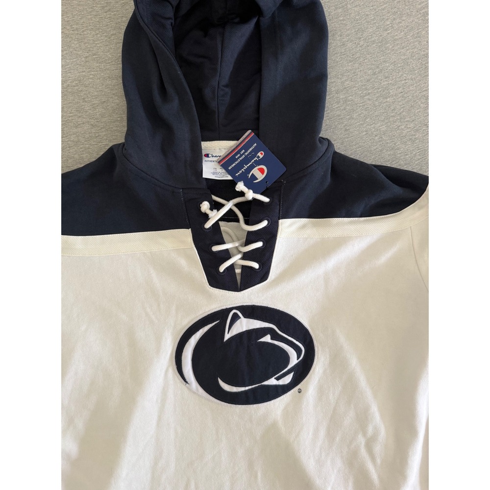Penn State Nittany Lions Champion Lace Up Hoodie Mens Large White Out Brand New